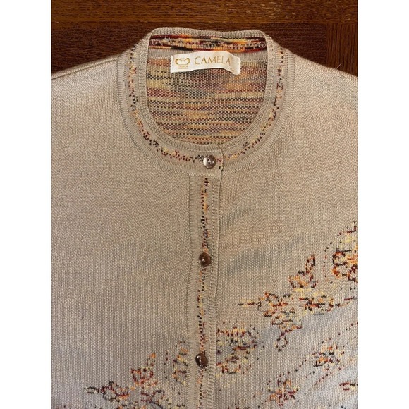 Wool Blend Cardigan Womens XL 46 Floral Embroidered Boho Cottagecore Sweater - Picture 6 of 6